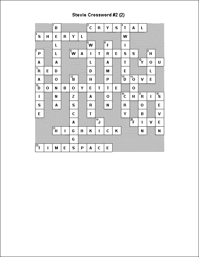 Crossword Puzzle Answers